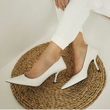 Luxury Women 8cm High Heels Pumps Office Ladies Designer White Green Black Heels Prom Stiletto Dress Party Shoes AD601