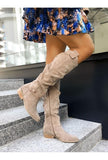 Rarove Thanksgiving Women Knee High Boots Solid Color Suede Lady Flats Winter Warm Comfortable Female Shoes Point Toe Zipper Low Heel Tall Boot