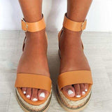 Rarove Retro Women Sandals Leopard Hemp Flat Platform Ladies Wedge Women's Shoes Woman Casual Buckle Strap Female Summer New
