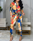 Rarove Autumn outfits Women Fashion Casual Two-Piece Set  Suits Set Female Autumn Clothes Print Long Sleevel Top &  Pants Sets
