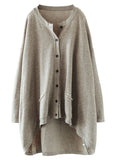 Rarove-Italian Chocolate Loose Knit Button Pockets low High Design Fall Sweater Cardigans