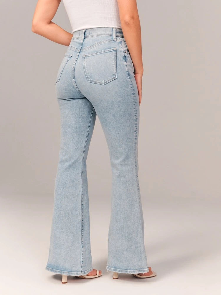 Rarove New Flared Trousers Baggy Jean Wide Leg Jeans Women High Waisted Jeans Blue Jeans for Women Slouchy Jeans Full Length Streetwear