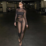 Rarove Hollow Out See Through Sexy 2 Piece Sets Outfits For Women Summer Club Party Fashion Matching Sets Top And Pants