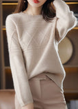 Rarove-Plus Size Beige O-Neck Oversized Cashmere Sweaters Winter