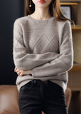 Rarove-Plus Size Beige O-Neck Oversized Cashmere Sweaters Winter