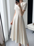 RAROVE Summer New Elegant Midi Dress For Women Solid Femme Fashion A Line Lady Party Clothing Vestidos