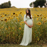 Rarove 2022 Sexy Mercerized Cotton Maternity Dress Photography Props V-Neck Short-Sleeved High Waist Slim Pregnant Women Trailing Dress
