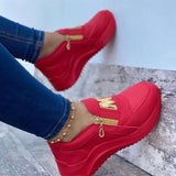 Rarove Back to School 2022 Women Chunky Sneakers Solid Color Platform Shoes Thick Bottom Zipper Women's Vulcanized Shoes Sneakers Zapatos De Mujer