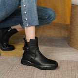 Rarove Back to school New Chelsea Boots For Women Autumn Winter Leather Women's Shoes Retro Casual Flat Ankle Boots Female Platform Martin Boots