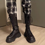 Rarove New Fashion Chunky Platform Boots Women Autumn Winter PU Leather Knee High Boots Woman Punk Thick Bottom Long Botas