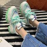 Rarove Summer Women Shoes Breathable Mesh Women's Chunky Sneakers Fashion Gradient Girls Sports Shoes Thick Sole Platform Sneakers