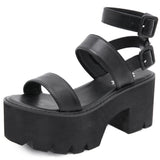 Rarove 2022 Brand Leisure Chunky Platform Sandals High Block Heels Gladiator Goth Black Shoes Woman Fashion Trendy Summer Women Sandals