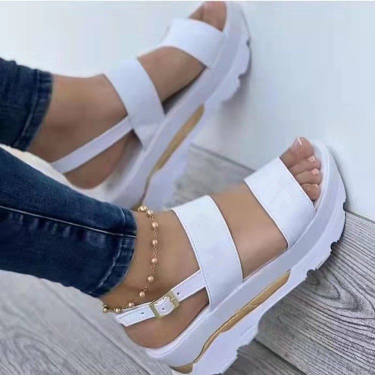 Rarove Women Sandals Shoes Summer New Platform Wedges Buckle Strap Ladies Shoes Open Toe Buckle Strap Slippers Female Leisure Style