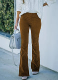 Rarove- Vintage Corduroy Flare Pants Women High Waist Long Trousers 2023 Autumn Lady Slim Velour Solid Bell Bottom Pants 3XL