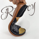 Rarove Gold Silver Crystal Platform Slippers Women Summer Open Toe Beach Sandals Woman Light Comfortable Wedge Slides Shoes