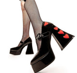 RAROVE Halloween Women's Brand Love Sick Platform Heels Black Pink Gothic Chunky Mary Janes Shoes Women Pumps High Heeled