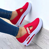 Rarove Women Fashion Vulcanized Sneakers Platform Solid Flats Shoes Casual Breathable Wedges Walking Sneakers Chaussure Femme
