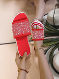 Rarove 2022 Fashion Ladies Slippers Rhinestone Bling Wedge Shoes Women Mesh Soft Platform Non-Slip Sandals Summer Beach Female Slides