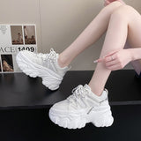 Rarove Women's Pink Chunky Sneakers Breathable Platform Sports Shoes Woman Lace Up Thick Sole Casual Shoes Zapatillas Mujer