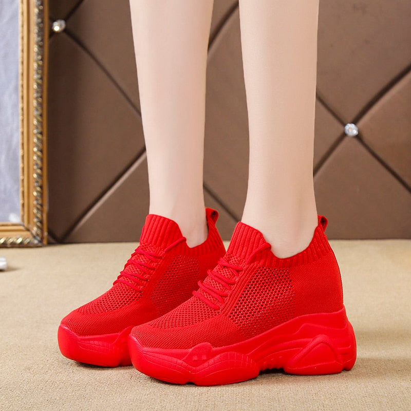 Rarove Back to school Hidden Heels Platform Sneakers Women Breathable Air Mesh Wedge Sock Shoes Woman Spring Casual Shoes Zapatos De Mujer