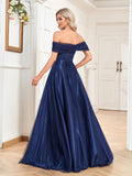 Rarove  Luxury Sexy Evening Dresses Tulle Off Shoulder Bodycon Ruched Formal Prom Gowns A-line Celebrity Party Dress