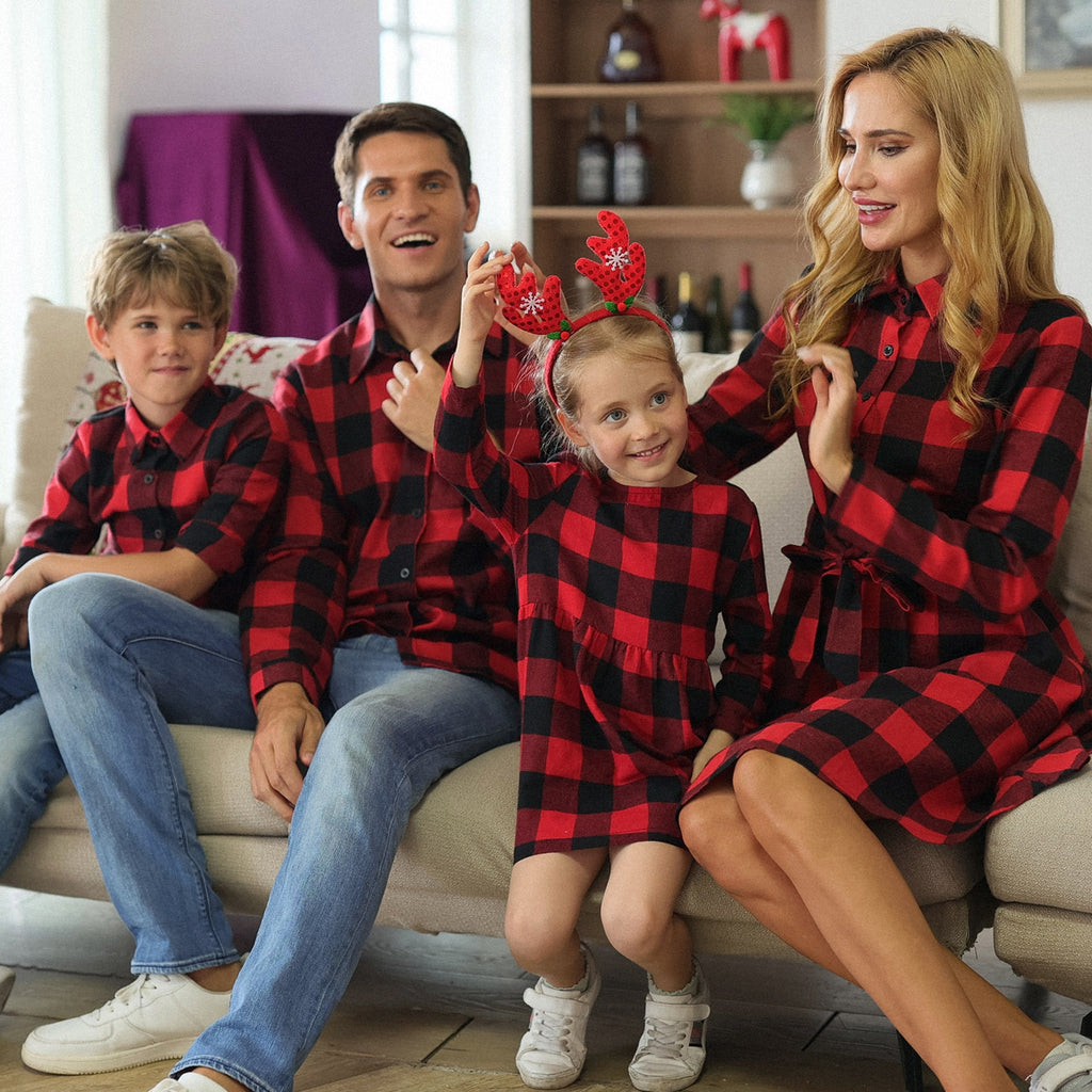 Rarove spring Mom Mum Baby Mommy and Me Xmas Clothes Plaid 2023 Family Matching Outfits Mother Daughter Dresses Father Son Shirts