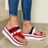 New Wedges Women Casual Slippers Peep Toe Sandals Summer Beach Chunky Feetwear Ladies Buckle Slipper Non-Slip Slides Women Shoes