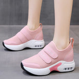 Rarove Pink Platform Sneakers For Women Mesh Breathable Wedge Walking Shoes Woman Thick Sole Slip On Vulcanized Shoes Plus Size