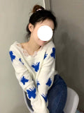 RAROVE Korean Fashion Graphic Knitted Sweater Woman Harajuku Sweet Oversized Cropped Tops Off Shoulder Casual Loose Jumper Y2K