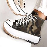 Rarove Autumn outfits Women Platform Canvas Sneakers Lace-Up High Top Female Casual Shoes Fashion Zebra Pattern Lace Up Lady Sports Boots