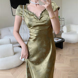 RAROVE 2023 New Summer Elegant Women Bodycon Bandge Midi Dress Vestidos Female Vintage Slim Clothes