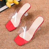 Rarove Back to School Crystal Clear Transparent Slippers Female Shoes Middle Heels Comfortable New Summer Women Shoes Woman Fashion Cool Mules Slides
