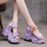 Rarove Rimocy 2023 Summer Women Purple Wedges Sandals Fashion Chunky Platform Shoes Woman Open Toe Super High Heels Sandalias Mujer
