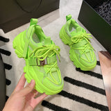 Rarove Back to school Fluorescent Green Black White Women Shoes Fashion Designer Women's Chunky Sneakers Girls Buckle Casual Sport Shoes Woman