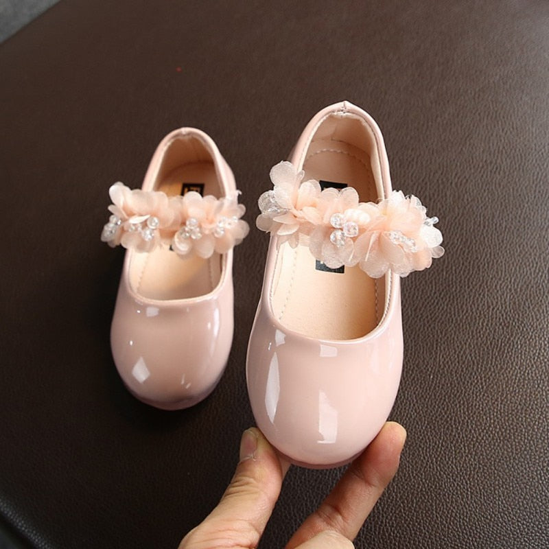 Rarove  Baby Girls Walking Shoes Kids Pu Leather Big Flower Summer Princess Shoes Party Wedding Baby Girls Dance Shoes