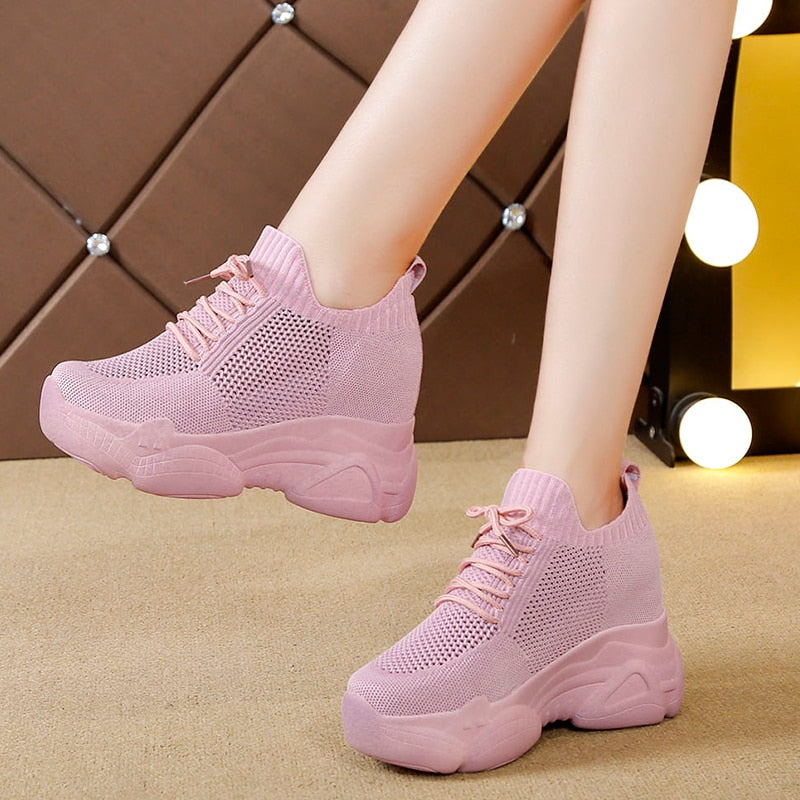 Rarove Back to school Hidden Heels Platform Sneakers Women Breathable Air Mesh Wedge Sock Shoes Woman Spring Casual Shoes Zapatos De Mujer