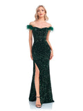 Rarove Elegant Evening Dresses Green Sequin Sexy Split Party Backless Women Long luxurious Gown Formal Dress Cocktail 2023