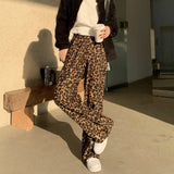 Rarove Black Fridy Fashion Leopard Women's Pants 2024 Summer Casual Elastic High Waist Wide Leg Pants Woman Streetwear Hip-Hop Trousers