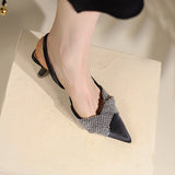 Rarove 7Cm New Fashion Sandals Thin High Heels Female Rhinestone Pointed Toe Ankle Wrap Wedding Women Shoes 38 39