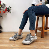 Rarove Ladies Casual Shoes Genuine Leather 2022 Women Handmade Comfortable Vintage Platform Lace Up Sneakers Retro