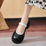 Rarove Spring Autumn Womens Mary Jane Shoes Mix Color Buckle Strap Pumps Women Comfortable Low Heels PU Leather Office Shoes