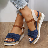 Rarove Womens Wedge Sandals Summer Peep Toe Platform Gladiator Shoes Woman Bowtie Non-Slip Espadrilles Sandalias Mujer Plus Size
