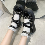 Rarove Rimocy Patent Leather Gothic Lolita Shoes Woman Thick Bottom Heart Buckle Platform Shoes Woman Retro Ankle Strap Mary Jane Shoes