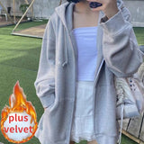 RAROVE Korean Style Oversize Gray Hoodies Women Streetwear Loose Hooded Sweatshirt Female Casual Black Long Sleeve Tops Jacket