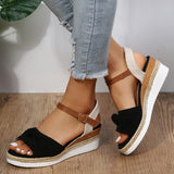 Rarove Peep Toe Wedges Sandals Women Summer 2022 Thick Sole Buckle Gladiator Shoes Woman Plus Size Platform Espadrilles Sandalias Mujer