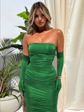 Rarove Sexy Fold Off Shoulder Fashion Dresses Lady Club Bar Banquet Summer Gloves Outfit Female Strapless Backless Tight Dress Woman