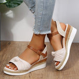 Rarove Peep Toe Wedges Sandals Women Summer 2022 Thick Sole Buckle Gladiator Shoes Woman Plus Size Platform Espadrilles Sandalias Mujer