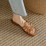 Rarove New Summer Women Slippers Square Toe Braided Flat Bottom Females Sandals Fashion Leisure Solid Breathable Non-Slip Ladies Shoes