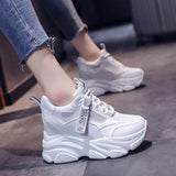 Rarove Brand 2022 Spring Breathable Mesh Sneakers Hidden Increasing Sport Shoes Woman Wedge Casual Chunky Shoes High Platform Shoes 9CM