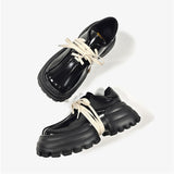 Rarove Punk Goth Chunky Platform Y2K Lolita Shoes Women Patent Leather Square Toe High Heels Oxfords Shoes Moccasins